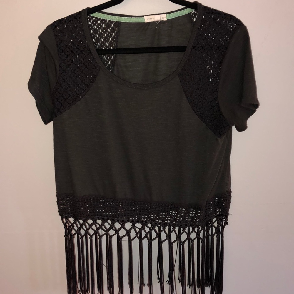 Charcoal fringed top!